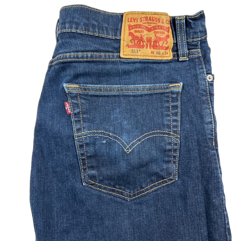 Levis 513 Jeans Mens 36x34 Blue Medium Wash  Straight Denim Pants Casual red Tab